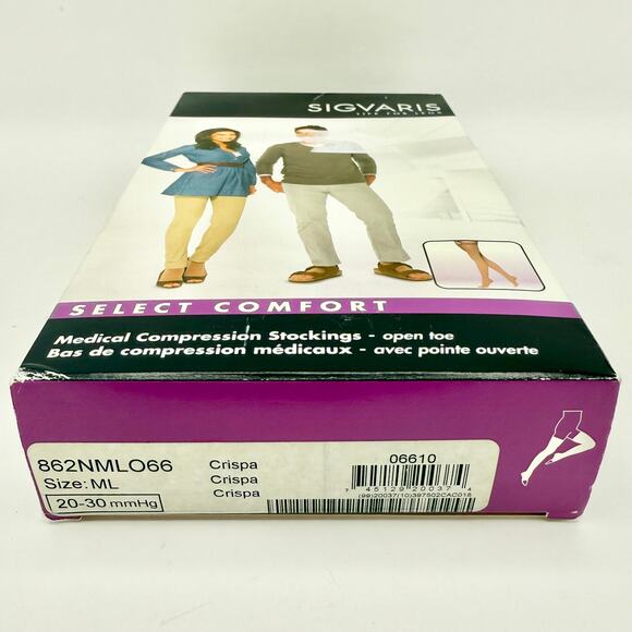 SINGLE Sigvaris Select Comfort 20-30 mmHg Thigh High ONE Stocking M/L Open Toe - Picture 3 of 6